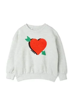 Mini Rodini hanorac de bumbac pentru copii Arrowed heart culoarea gri, cu imprimeu, 2522012394 imagine