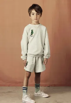 Mini Rodini hanorac de bumbac pentru copii Bird culoarea bej, melanj, 2562011611 imagine