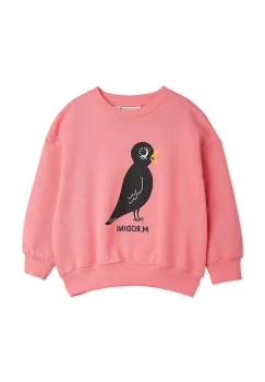 Mini Rodini hanorac de bumbac pentru copii Blackbird culoarea roz, cu imprimeu, 2562013628 imagine