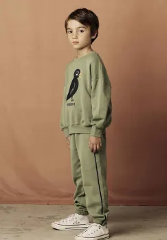 Mini Rodini hanorac de bumbac pentru copii Blackbird culoarea verde, cu imprimeu, 2562013675 imagine