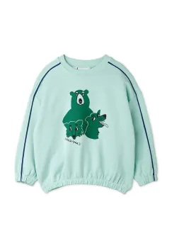 Mini Rodini hanorac de bumbac pentru copii Camp Rodini culoarea turcoaz, cu imprimeu, 2562010160 imagine