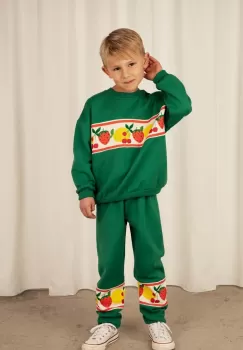 Mini Rodini hanorac de bumbac pentru copii culoarea verde, cu imprimeu imagine