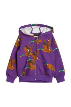 Mini Rodini hanorac de bumbac pentru copii culoarea violet, cu gluga, modelator imagine