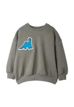 Mini Rodini hanorac de bumbac pentru copii Dino culoarea gri, cu imprimeu, 25720130 imagine