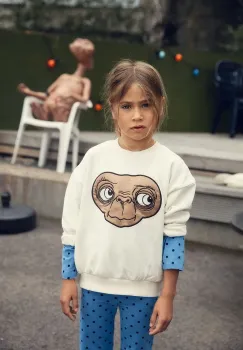 Mini Rodini hanorac de bumbac pentru copii E.T. culoarea alb, cu imprimeu, 25820101 imagine