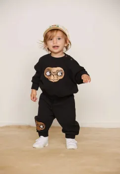 Mini Rodini hanorac de bumbac pentru copii E.T. culoarea negru, cu imprimeu, 25820101 imagine