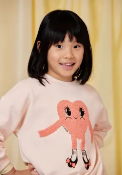 Mini Rodini hanorac de bumbac pentru copii Heart culoarea portocaliu, cu imprimeu, 26120123 imagine