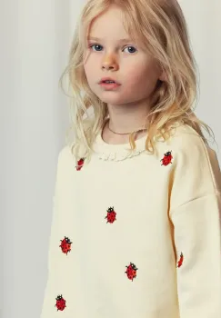 Mini Rodini hanorac de bumbac pentru copii Ladybugs culoarea bej, modelator, 2522010711 imagine