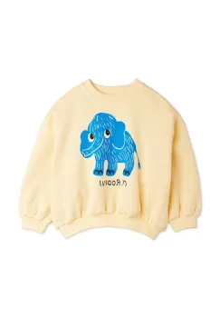 Mini Rodini hanorac de bumbac pentru copii Mammoths culoarea bej, cu imprimeu, 25720105 imagine