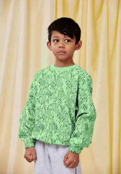 Mini Rodini hanorac de bumbac pentru copii Mini leopard culoarea verde, cu imprimeu, 11000351 imagine