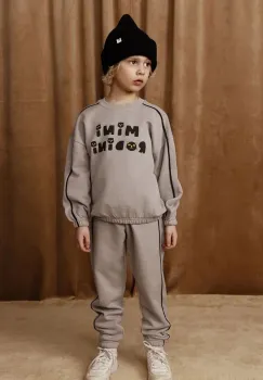 Mini Rodini hanorac de bumbac pentru copii Mini Rodini Cats culoarea gri, cu imprimeu, 2512010597 imagine