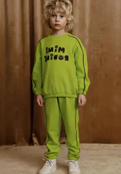 Mini Rodini hanorac de bumbac pentru copii Mini Rodini Cats culoarea verde, cu imprimeu, 2512010575 imagine