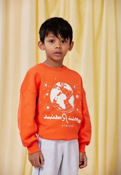 Mini Rodini hanorac de bumbac pentru copii Mini Rodini society culoarea portocaliu, cu imprimeu, 26120148 imagine