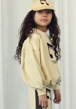 Mini Rodini hanorac de bumbac pentru copii Note culoarea galben, cu imprimeu, 2522011623 imagine