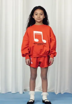 Mini Rodini hanorac de bumbac pentru copii Note culoarea portocaliu, cu imprimeu, 2522011642 imagine