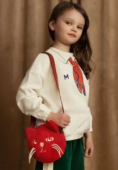 Mini Rodini hanorac de bumbac pentru copii Scarf culoarea bej, cu imprimeu, 2512011111 imagine