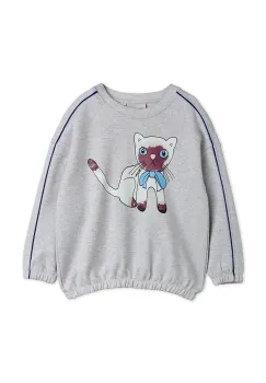 Mini Rodini hanorac de bumbac pentru copii Siamese culoarea gri, cu imprimeu, 26120117 imagine