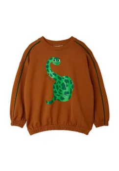 Mini Rodini hanorac de bumbac pentru copii Snake culoarea maro, cu imprimeu, 2512013916 imagine