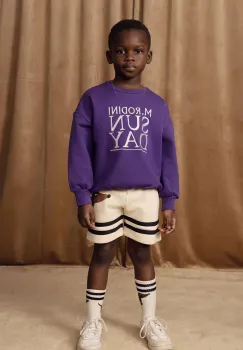 Mini Rodini hanorac de bumbac pentru copii Sunday culoarea violet, cu imprimeu, 2512011445 imagine