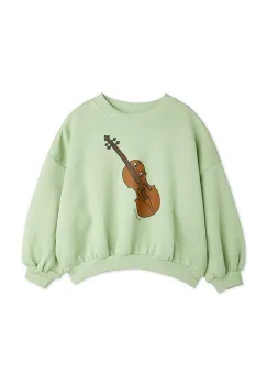 Mini Rodini hanorac de bumbac pentru copii Violin culoarea verde, cu imprimeu, 2522016775 imagine