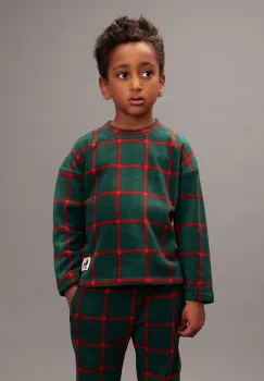 Mini Rodini hanorac polar pentru copii culoarea verde, cu model, 25710126 imagine