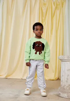 Mini Rodini pantaloni de trening din bumbac pentru copii culoarea gri, uni, 11000352 imagine