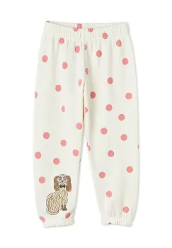 Mini Rodini pantaloni de trening din bumbac pentru copii Dashing dog culoarea alb, modelator, 1100006710 imagine
