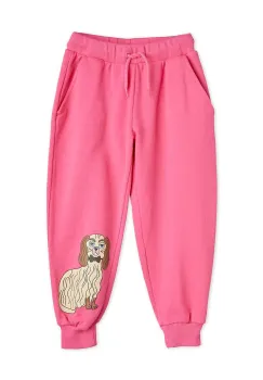 Mini Rodini pantaloni de trening din bumbac pentru copii Dashing dog culoarea roz, cu imprimeu, 1100005828 imagine