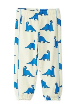 Mini Rodini pantaloni de trening din bumbac pentru copii Dino culoarea alb, cu imprimeu, 25730126 imagine