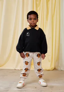 Mini Rodini pantaloni de trening din bumbac pentru copii Doggies culoarea gri, cu imprimeu, 26130126 imagine