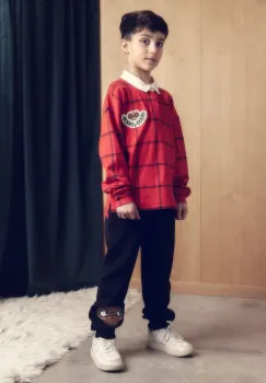 Mini Rodini pantaloni de trening din bumbac pentru copii E.T. culoarea negru, cu imprimeu, 25830101 imagine