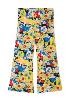 Mini Rodini pantaloni de trening din bumbac pentru copii Flowers culoarea galben, cu imprimeu, 2563010200 imagine