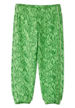 Mini Rodini pantaloni de trening din bumbac pentru copii Mini leopard culoarea verde, cu imprimeu, 11000323 imagine