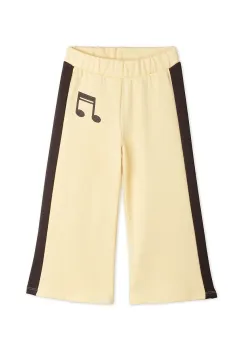 Mini Rodini pantaloni de trening din bumbac pentru copii Note culoarea galben, cu imprimeu, 2523011123 imagine