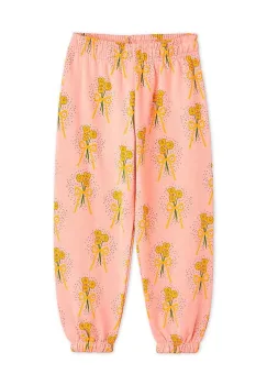 Mini Rodini pantaloni de trening din bumbac pentru copii Winter flowers culoarea roz, modelator, 2473012828 imagine