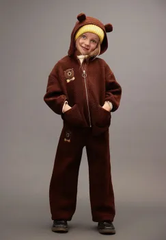 Mini Rodini pantaloni de trening pentru copii Bear culoarea maro, cu imprimeu, 25710125 imagine