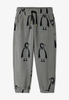 Mini Rodini pantaloni de trening pentru copii Penguin culoarea gri, cu imprimeu, 11000092 imagine