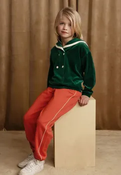Mini Rodini pantaloni de trening pentru copii Plain piping culoarea portocaliu, 2513010742 imagine