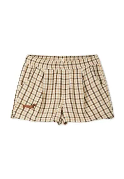 Mini Rodini pantaloni scurti copii Gingham culoarea bej, modelator, 2523016013 imagine