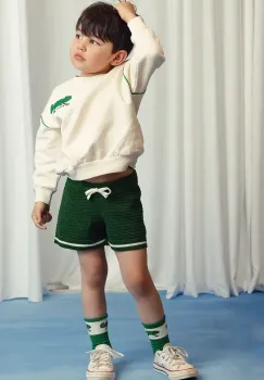 Mini Rodini pantaloni scurti din bumbac pentru copii culoarea verde, neted, 2523013975 imagine