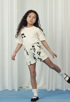 Mini Rodini pantaloni scurti din bumbac pentru copii Note culoarea alb, modelator, 2523016210 imagine