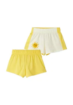 Mini Rodini pantaloni scurti din bumbac pentru copii Sun culoarea galben, cu imprimeu, 2563010911 imagine