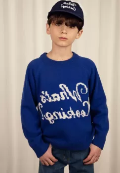 Mini Rodini pulover de bumbac pentru copii culoarea albastru marin imagine