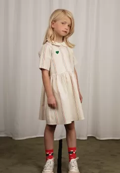 Mini Rodini rochie cu amestec de in pentru copii culoarea alb, mini, evazati imagine