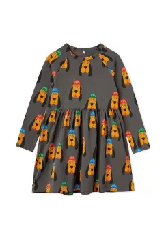 Mini Rodini rochie din bumbac pentru copii culoarea gri, mini, evazati imagine