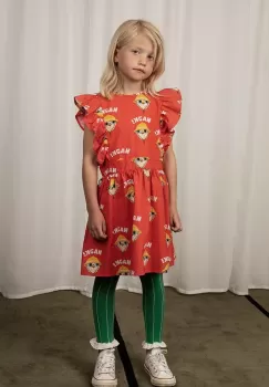 Mini Rodini rochie din bumbac pentru copii culoarea rosu, mini, evazati imagine