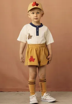 Mini Rodini sapca din bumbac pentru copii Camp Rodini culoarea galben, cu imprimeu, 2566510113 imagine