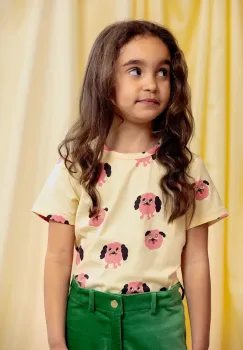 Mini Rodini tricou copii Doggie culoarea galben, cu imprimeu, 26120111 imagine