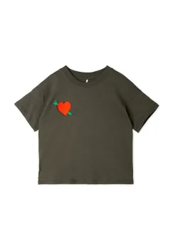 Mini Rodini tricou de bumbac pentru copii Arrowed heart culoarea negru, cu imprimeu, 2522012499 imagine