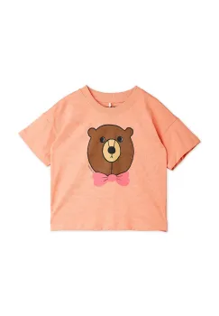 Mini Rodini tricou de bumbac pentru copii Bear culoarea portocaliu, cu imprimeu, 25720107 imagine
